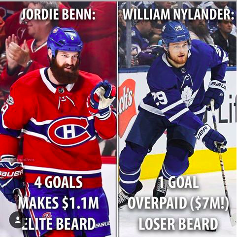 Jordie Benn met William Nylander dans sa petite poche!!