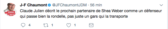 Jordie Benn va jouer avec Weber?