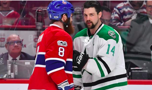 Jordie Benn...Semble vouloir PÉTER la YEULE au président des Stars..