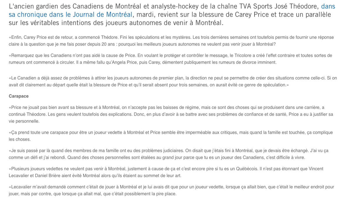  José Théodore peut bien CH...sur le marché montréalais..MAIS...