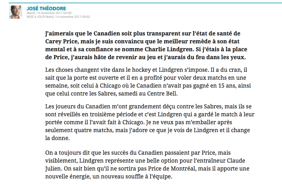 José Théodore...HUMILIE Carey Price..