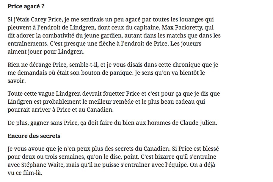 José Théodore...HUMILIE Carey Price..