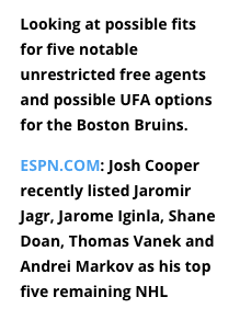 Josh Cooper de ESPN continue d'envoyer Jaromir Jagr à Montréal...