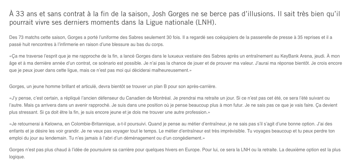 Josh Gorges tente encore de faire PITIÉ...