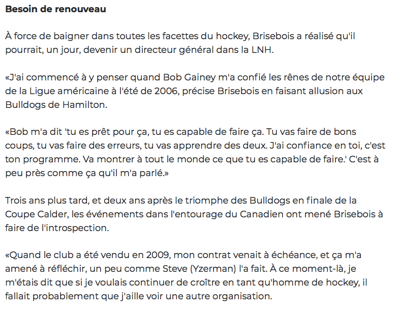 Julien Brisebois...et le PARCOURS digne de CENDRILLON..