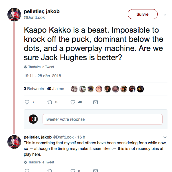 Kaapo Kakko MEILLEUR QUE JACK HUGHES..moins en PÉRIPHÉRIE....