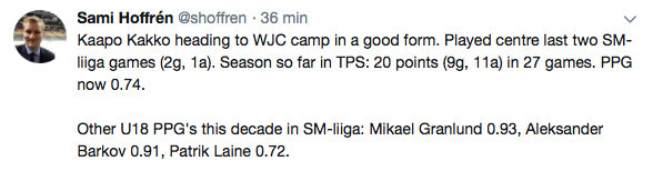 Kaapo Kakko meilleur que Patrik Laine...