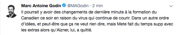 Karl Alzner à la place de Victor Mete ce soir ?