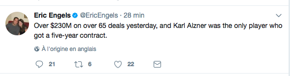 Karl Alzner est le VOL du 1er juillet..Dans le MAUVAIS SENS...