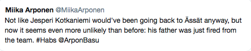 Kotkaniemi a fait congédier son père en Finlande ?