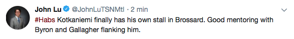 Kotkaniemi n'avait pas SON casier à Brossard...