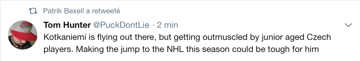 Kotkaniemi vole sur la glace, MAIS...