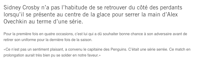 Kris Letang aurait pu dire que c'était de sa faute...