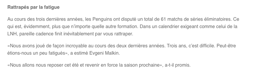 Kris Letang aurait pu dire que c'était de sa faute...