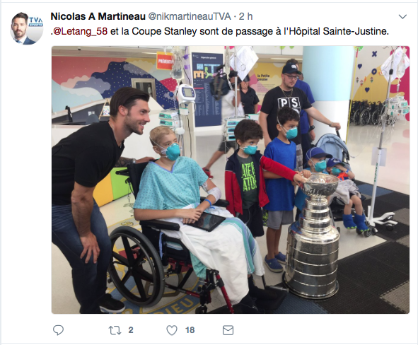 Kris Letang aussi a un COEUR GROS COMME LA TERRE...