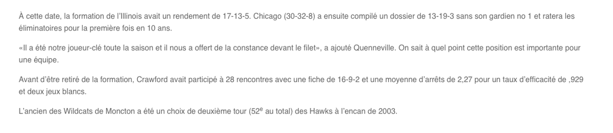 La CARRIÈRE de Corey Crawford en DANGER...