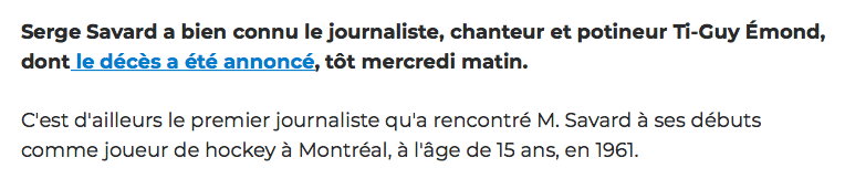 La CITATION du jour appartient à Serge Savard.