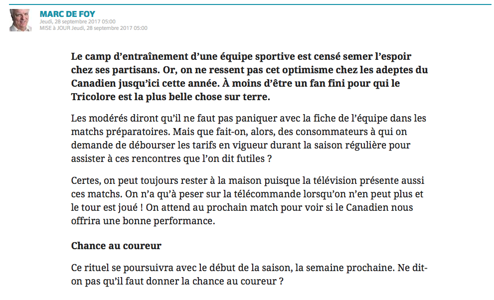 La dernière année...Où les fans du CH sont ACQUIS à Molson?