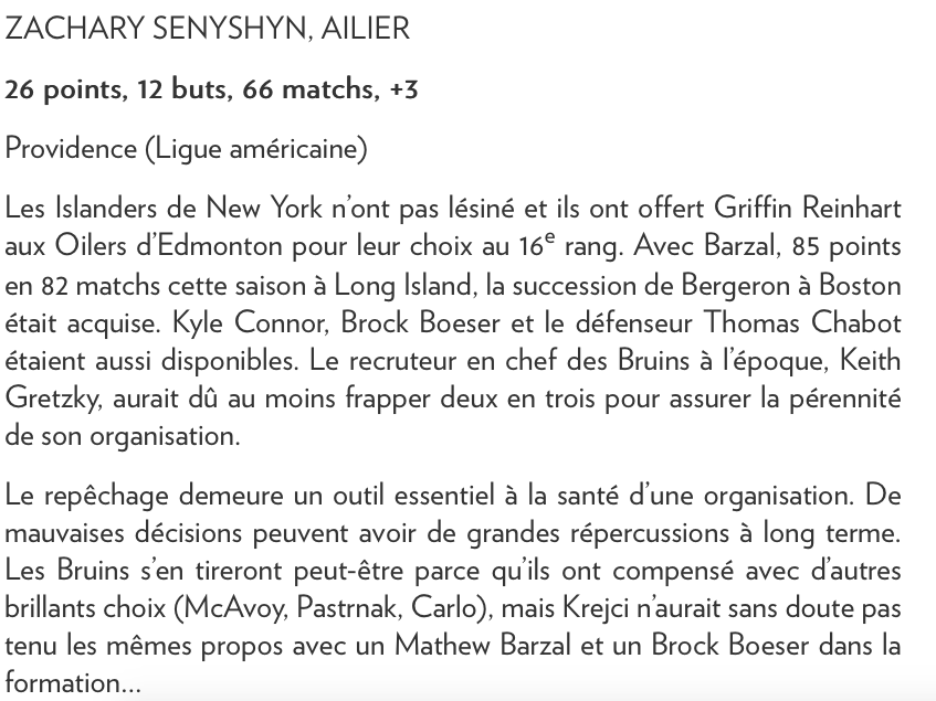 La fenêtre des Bruins est REFERMÉE selon David Krejci....