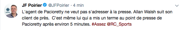 Là, l'agent de Pacioretty commence à abuser...