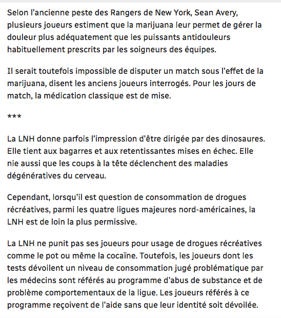 La LÉGALISATION du POT... Va tout changer dans le vestiaire du CH?