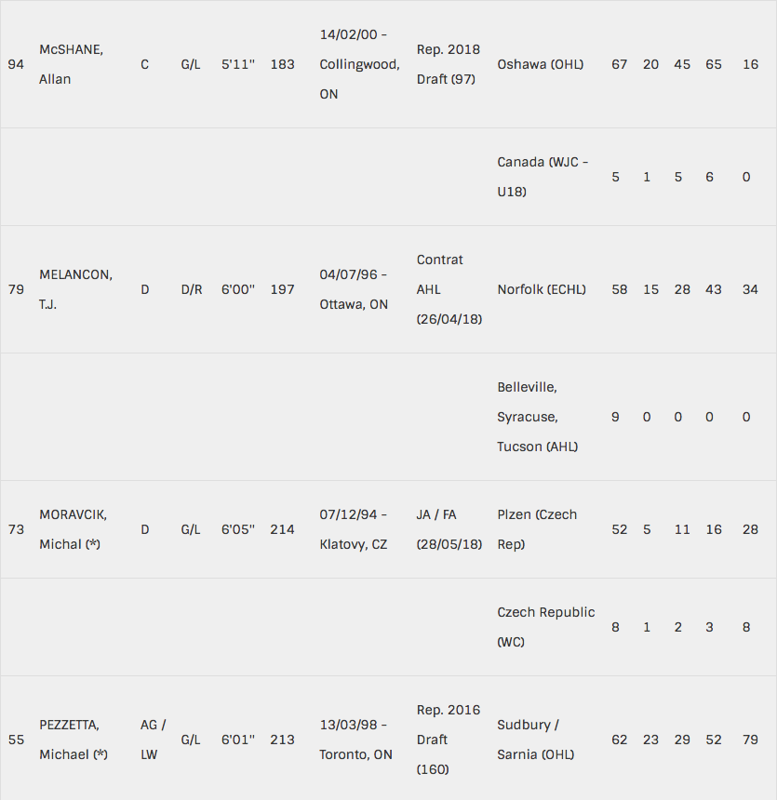 La liste complète des joueurs, qui seront au tournoi des recrues...