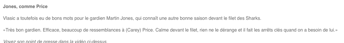 La LNH a averti Marc-Edouard Vlasic assurément...