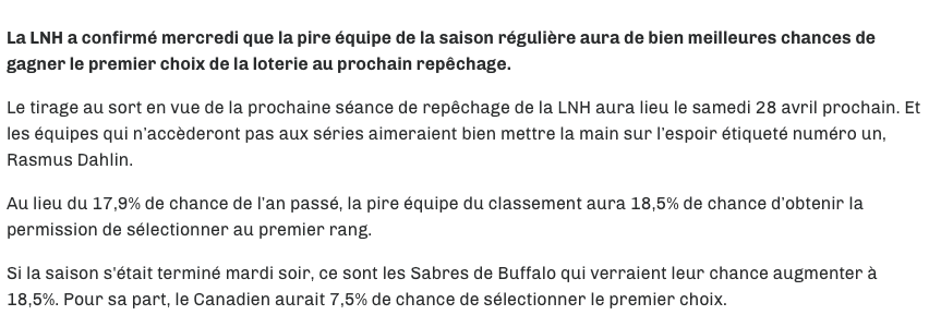 La LNH devrait TRUQER la LOTERIE..