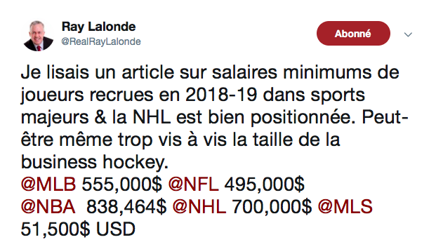 La LNH est la plus petite des 4 ligues majeures...mais...