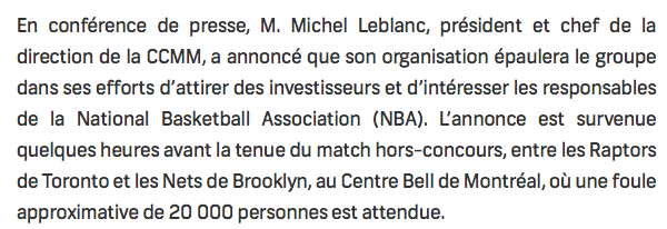 La NBA à Montréal?