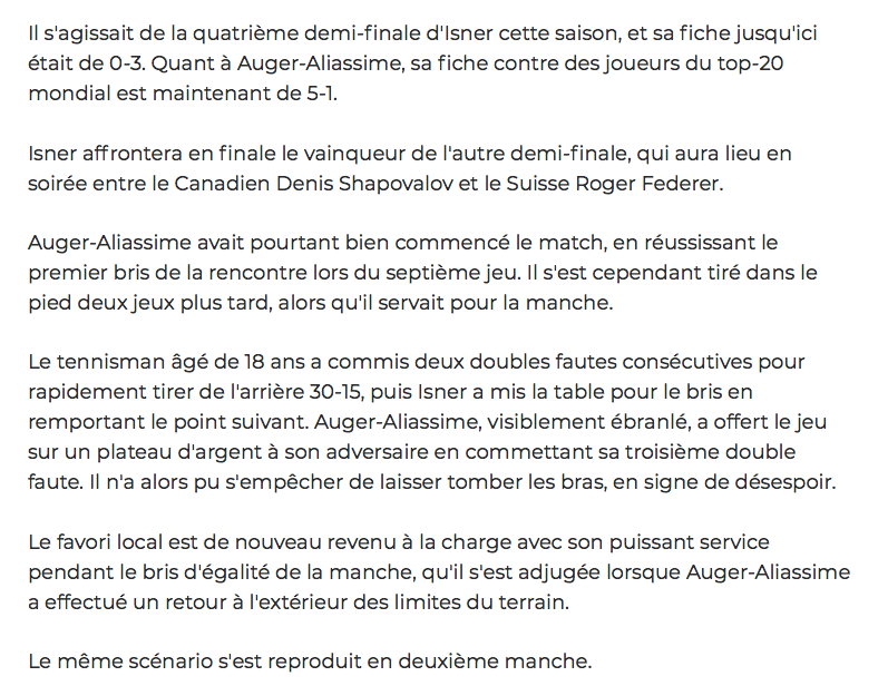 La nervosité s'est emparé de Félix Auger-Aliassime..