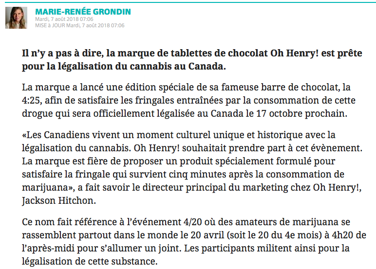 La OH HENRY, version MARIJUANA, va donner des idées..