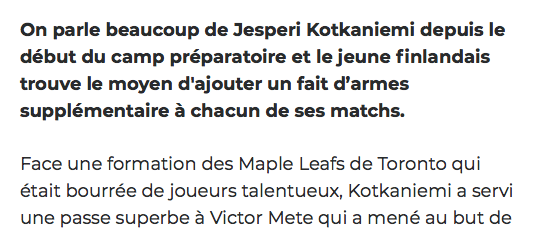 La plus grande force de Jesperi Kotkaniemi...