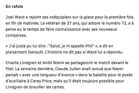 La PRESSION du Centre Bell entier...Sera sur les épaules de Jesperi Kotkaniemi...