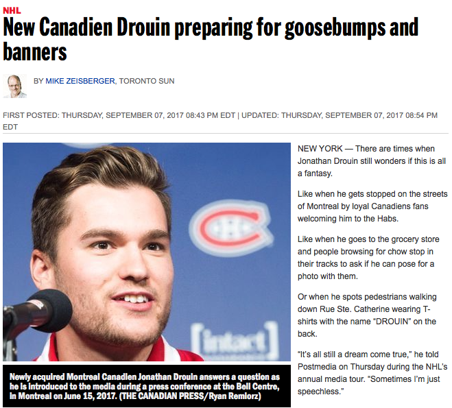 La preuve que Jonathan Drouin à Montréal...c'est plus GRAND que NATURE..