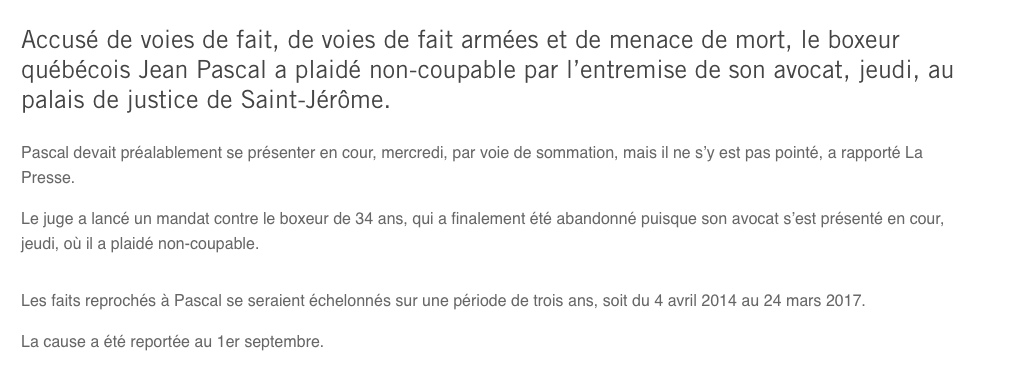 La prison pour Jean Pascal?