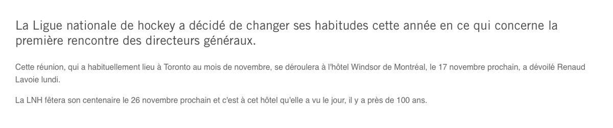 La rencontre des DG aura lieu à Montréal...Bergevin encore en poste?