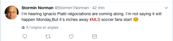 La RUMEUR GROSSIT sur twitter...Nacho Piatti à deux doigts de signer son contrat...