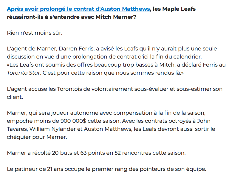 La TENSION MONTRE entre le clan MARNER et Kyle Dubas....