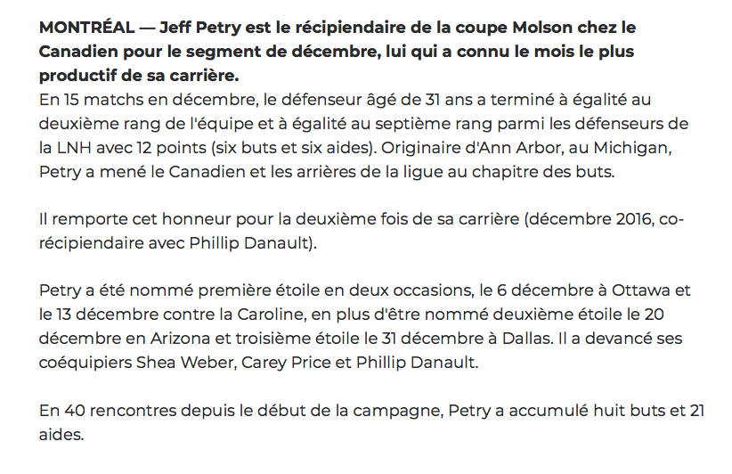 La valeur de Jeff Petry AUGMENTE....encore et encore..