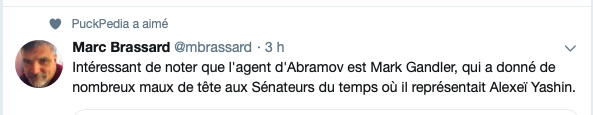 L'AGENT d'ALEXIS YASHIN revient à OTTAWA...