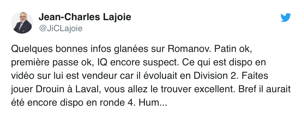 L'ami Jean-Charles Lajoie, a oublié un petit bout...