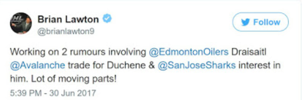 L'ancien DG Brian Lawton...envoie Leon Draisaitl au Colorado...