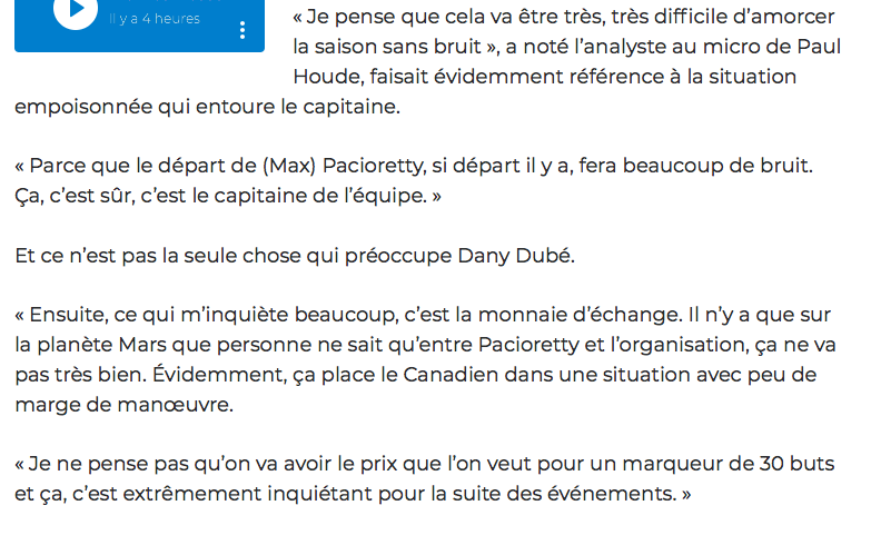 L'arrêt de mort pour Marc Bergevin....