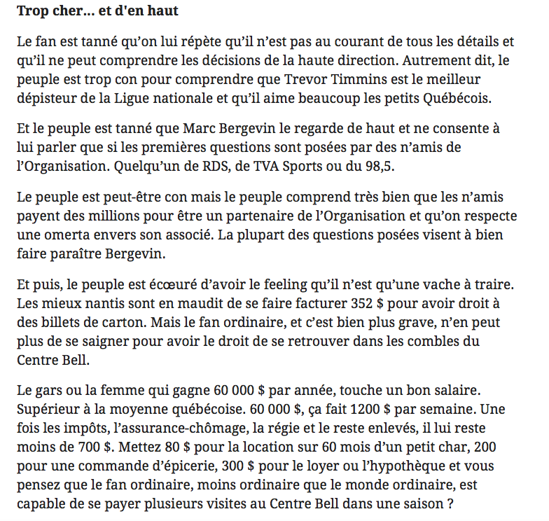  L'ARROGANCE à L'HÉLIUM..Rejean Tremblay DÉTRUIT Marc Bergevin....