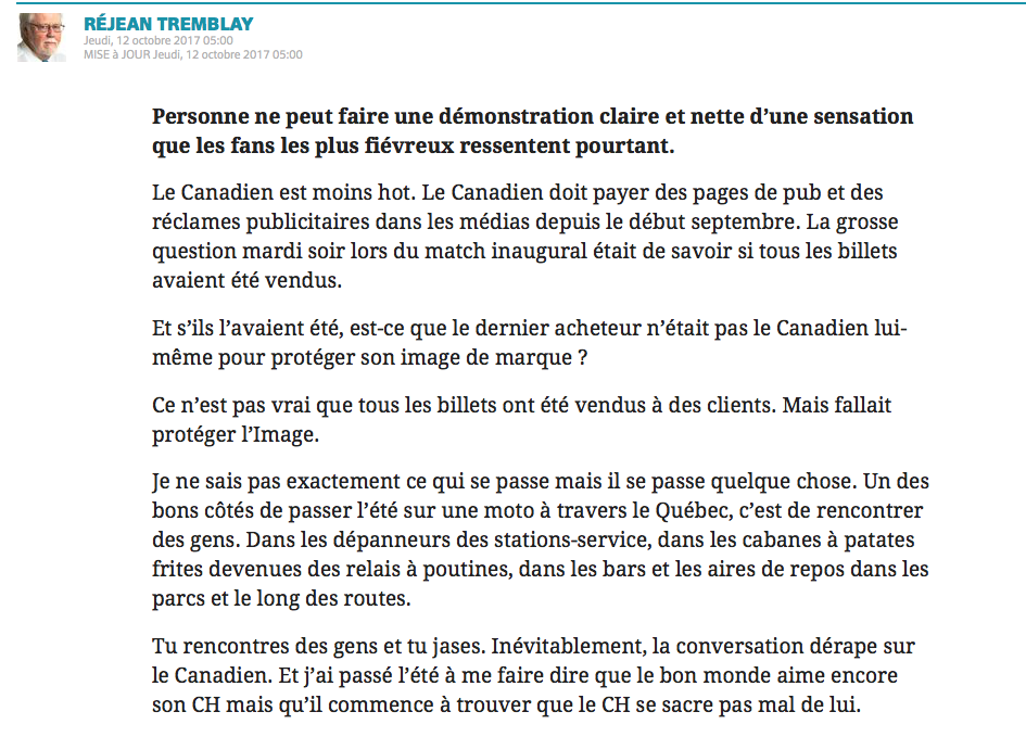  L'ARROGANCE à L'HÉLIUM..Rejean Tremblay DÉTRUIT Marc Bergevin....