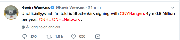 Larry Brooks CONTREDIT l'info de Kevin Weeks!!!!! Shattenkirk n'est pas encore à New York!!!!!!!!!