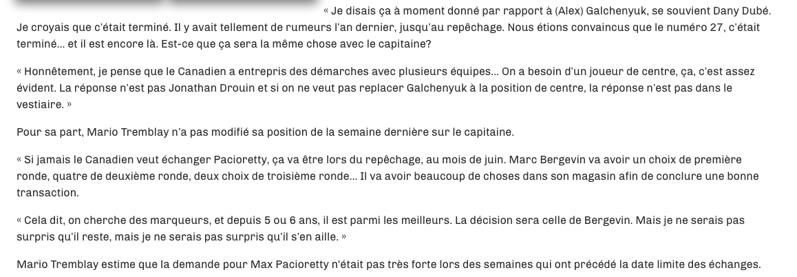 L'art de ne rien dire..Un art que maîtrise Mario Tremblay...