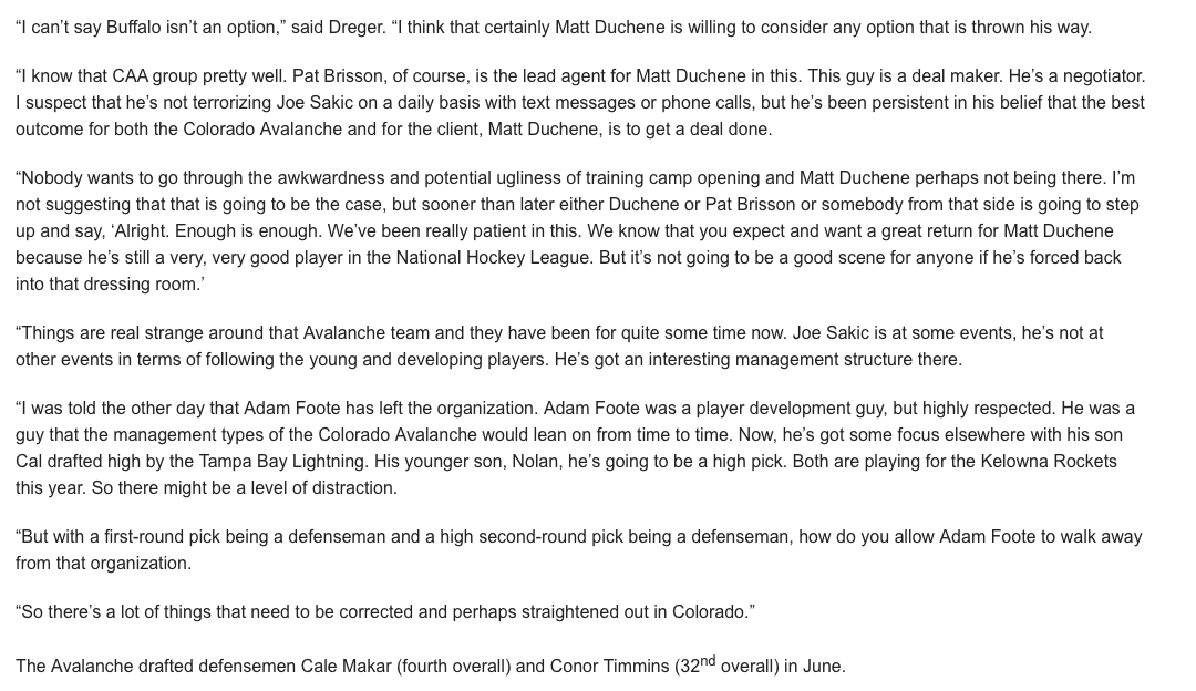Le BUFFALO NEWS avait annoncé Matt Duchene à Buffalo...mais...