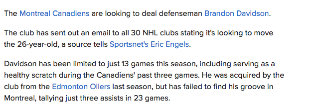  Le CH a envoyé un mémo aux 30 équipes de la LNH..